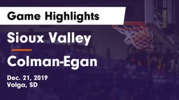 Sioux Valley  vs Colman-Egan  Game Highlights - Dec. 21, 2019