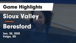 Sioux Valley  vs Beresford  Game Highlights - Jan. 30, 2020