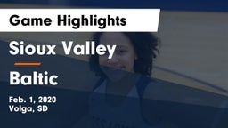 Sioux Valley  vs Baltic  Game Highlights - Feb. 1, 2020