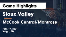 Sioux Valley  vs McCook Central/Montrose  Game Highlights - Feb. 19, 2021