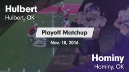 Matchup: Hulbert  vs. Hominy  2016