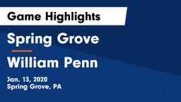 Spring Grove  vs William Penn  Game Highlights - Jan. 13, 2020