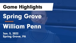 Spring Grove  vs William Penn  Game Highlights - Jan. 5, 2022