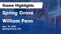 Spring Grove  vs William Penn  Game Highlights - Jan. 10, 2023