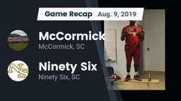Recap: McCormick  vs. Ninety Six  2019
