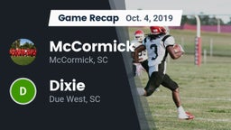 Recap: McCormick  vs. Dixie  2019