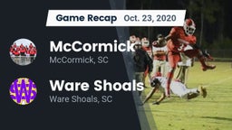 Recap: McCormick  vs. Ware Shoals  2020