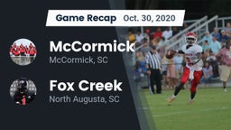 Recap: McCormick  vs. Fox Creek  2020