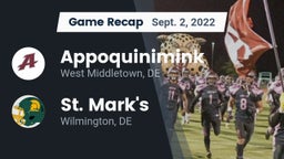 Recap: Appoquinimink  vs. St. Mark's  2022