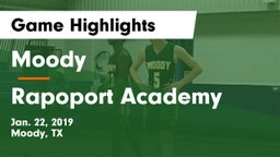 Moody  vs Rapoport Academy  Game Highlights - Jan. 22, 2019