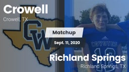 Matchup: Crowell  vs. Richland Springs  2020