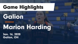 Galion  vs Marion Harding  Game Highlights - Jan. 16, 2020