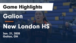 Galion  vs New London HS Game Highlights - Jan. 21, 2020