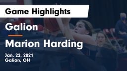 Galion  vs Marion Harding  Game Highlights - Jan. 22, 2021