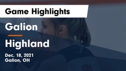 Galion  vs Highland  Game Highlights - Dec. 18, 2021