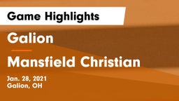 Galion  vs Mansfield Christian  Game Highlights - Jan. 28, 2021