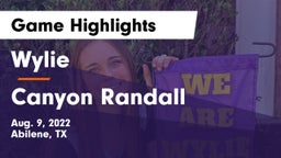 Wylie  vs Canyon Randall Game Highlights - Aug. 9, 2022
