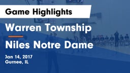 Warren Township  vs Niles Notre Dame Game Highlights - Jan 14, 2017