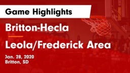 Britton-Hecla  vs Leola/Frederick Area Game Highlights - Jan. 28, 2020