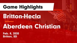 Britton-Hecla  vs Aberdeen Christian Game Highlights - Feb. 8, 2020