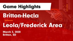 Britton-Hecla  vs Leola/Frederick Area Game Highlights - March 3, 2020