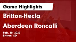 Britton-Hecla  vs Aberdeen Roncalli  Game Highlights - Feb. 10, 2022