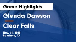 Glenda Dawson  vs Clear Falls  Game Highlights - Nov. 14, 2020