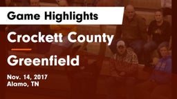 Crockett County  vs Greenfield  Game Highlights - Nov. 14, 2017