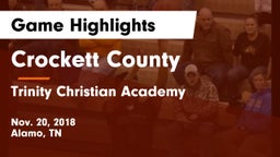 Crockett County  vs Trinity Christian Academy  Game Highlights - Nov. 20, 2018