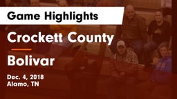 Crockett County  vs Bolivar Game Highlights - Dec. 4, 2018
