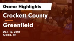 Crockett County  vs Greenfield Game Highlights - Dec. 10, 2018