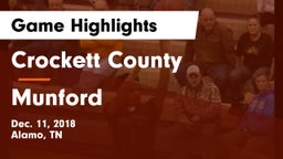Crockett County  vs Munford Game Highlights - Dec. 11, 2018