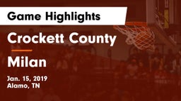 Crockett County  vs Milan  Game Highlights - Jan. 15, 2019