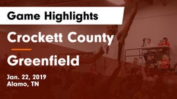 Crockett County  vs Greenfield Game Highlights - Jan. 22, 2019