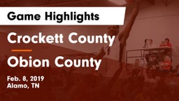 Crockett County  vs Obion County  Game Highlights - Feb. 8, 2019