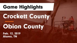Crockett County  vs Obion County  Game Highlights - Feb. 12, 2019