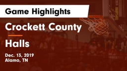 Crockett County  vs Halls  Game Highlights - Dec. 13, 2019