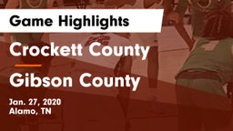 Crockett County  vs Gibson County  Game Highlights - Jan. 27, 2020