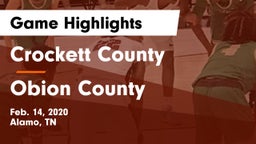 Crockett County  vs Obion County  Game Highlights - Feb. 14, 2020