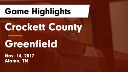 Crockett County  vs Greenfield  Game Highlights - Nov. 14, 2017