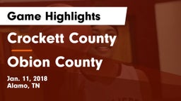 Crockett County  vs Obion County  Game Highlights - Jan. 11, 2018