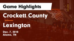 Crockett County  vs Lexington  Game Highlights - Dec. 7, 2018