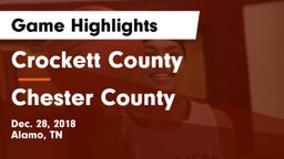 Crockett County  vs Chester County  Game Highlights - Dec. 28, 2018