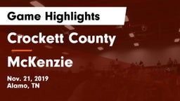 Crockett County  vs McKenzie  Game Highlights - Nov. 21, 2019