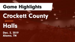 Crockett County  vs Halls  Game Highlights - Dec. 2, 2019