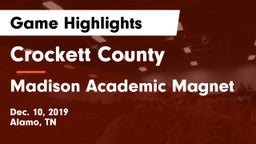 Crockett County  vs Madison Academic Magnet  Game Highlights - Dec. 10, 2019