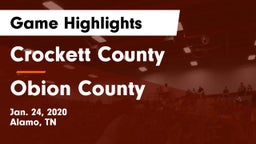 Crockett County  vs Obion County  Game Highlights - Jan. 24, 2020
