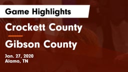 Crockett County  vs Gibson County  Game Highlights - Jan. 27, 2020