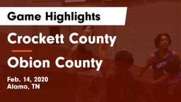 Crockett County  vs Obion County  Game Highlights - Feb. 14, 2020
