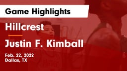 Hillcrest  vs Justin F. Kimball  Game Highlights - Feb. 22, 2022